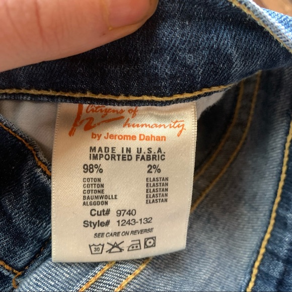 Citizens of humanity slim boot cut destressed denim jeans size 24 original $200 - Picture 6 of 10